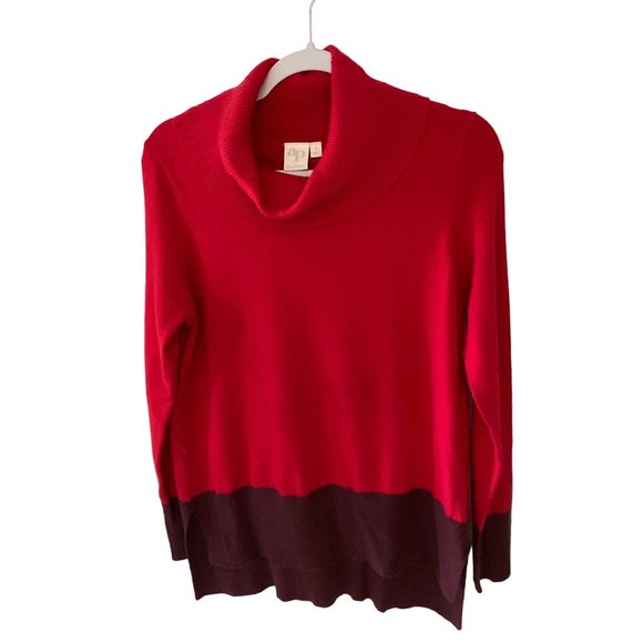 NWT  ADYSON PARKER COLORBLOCKED COWLNECK SWEATER REGATTA RED  Small - Picture 1 of 7